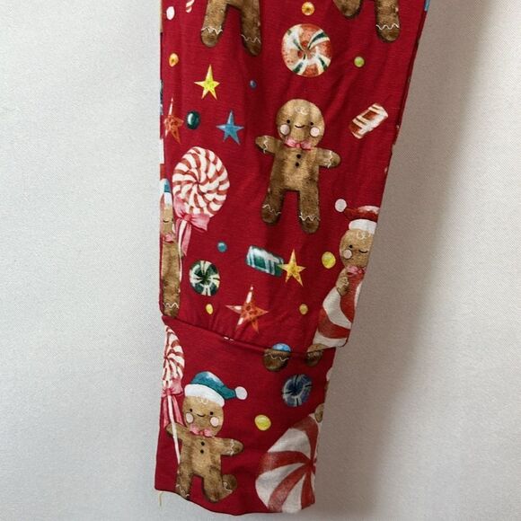 Posh Peanut red gingerbread man bamboo leggings size 3T to 4T NWOT - Picture 5 of 10